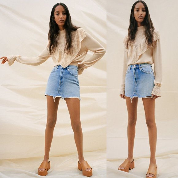 NEW Zara Long Sleeve Ruffled Knit Sweater Cream - Picture 2 of 11